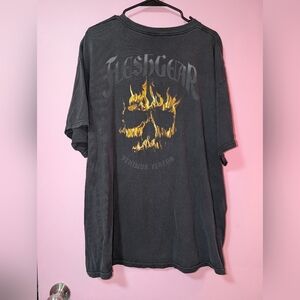 Y2K Vintage FleshGear Flaming Skull T-Shirt
